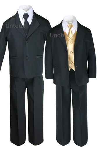 Baby Toddler Boys Formal Party Black 7-pc Suits Sets Color Vest Tie Outfits S-8 - Picture 54 of 93