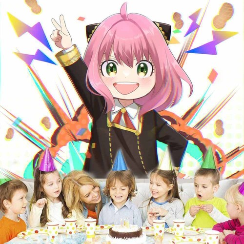Spy X Family Anya Party Zubehör Geburtstag Dekor Hintergrund Banner Poster 7x5ft - Bild 5 von 18