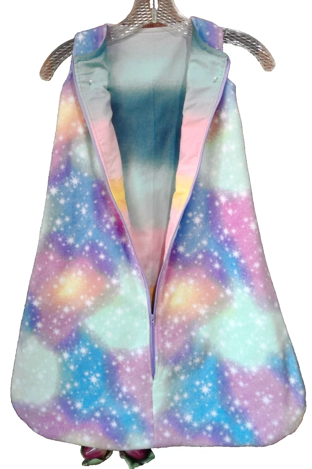 Acogedor saco de dormir para bebé forrado de lana/franela hecho a mano varias estrellas 9-18 meses Foto 2 de 3