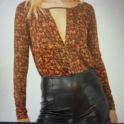 Free People Intimately Free Boho Kaya Printed Bodysuit Chocolate XS NWT - Picture 1 of 14