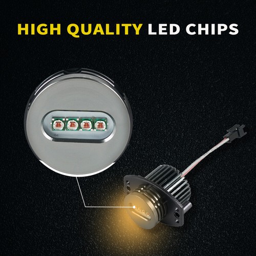2x Angel Eyes Halo Ring LED Headlight Bulbs Amber Canbus for BMW E90 E91 1600LM - Picture 2 of 6