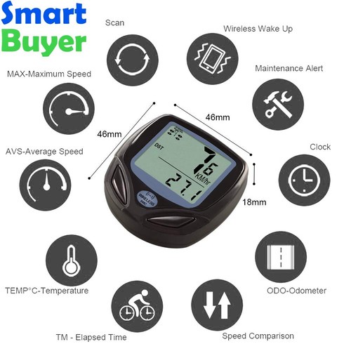 2pcs WIRELESS LCD BIKE COMPUTER SPEEDO ODOMETER WATERPROOF SPEEDOMETER BICYCLE - Picture 4 of 8