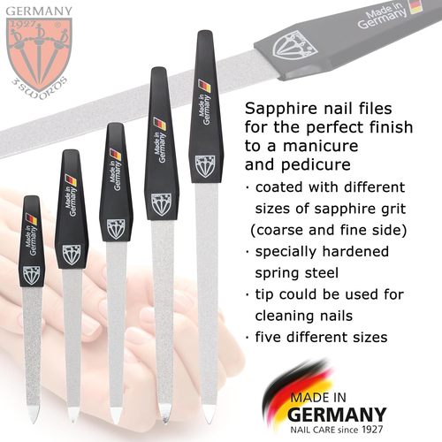 3 espadas Alemania - Juego de limas de uñas de metal zafiro de calidad de marca (5 piezas) con 3-Wa - Imagen 2 de 12