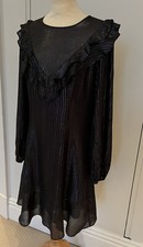 And & Other Stories Black Stripe Frill Sparkle Party Dress EUR 40 UK 14/16 USED