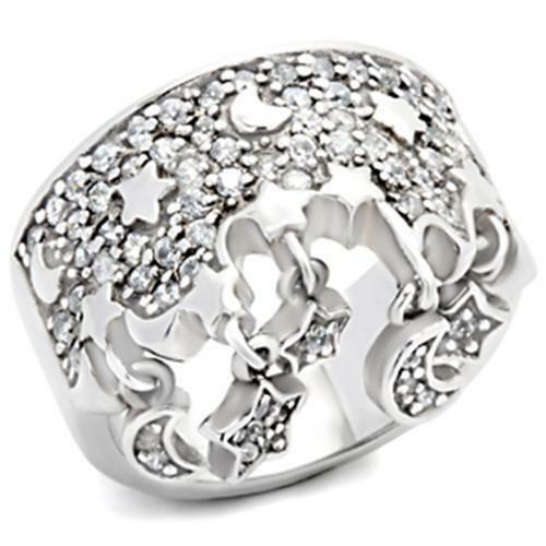 8X015 - Rhodium 925 Sterling Silver Ring with AAA Grade CZ in Clear - Imagen 1 de 1