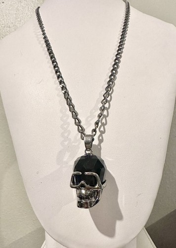 Swarovski The Skull Mens Necklace Stainless Steel Chain Black Silver 1111588 Box - Picture 12 of 24