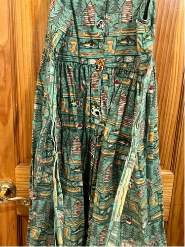 P.L. vintage Abito cravatta senza maniche Greene's fatto a mano Cottage Core Animal Cabin - Foto 7 di 11