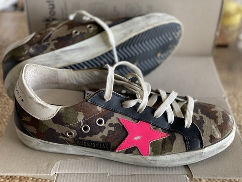 Golden Goose Super Star Green Camouflage Fuchsia Sneakers 39 GWF00102 - Picture 2 of 9