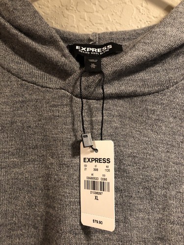 Express Men’s Merino Wool Blend Hooded Sweater – Grey, NWT, Size XL - Picture 3 of 4