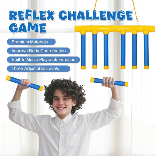 Reflex Drop Sticks Challenge Game 2025, Hand-Eye Coordination Toy 3 Speed Levels - Picture 2 of 11