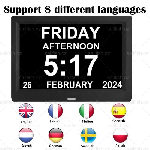 10" Digital Day Calendar Clock Hour for Memory Loss Elderly Seniors Dementia AU - Picture 8 of 14