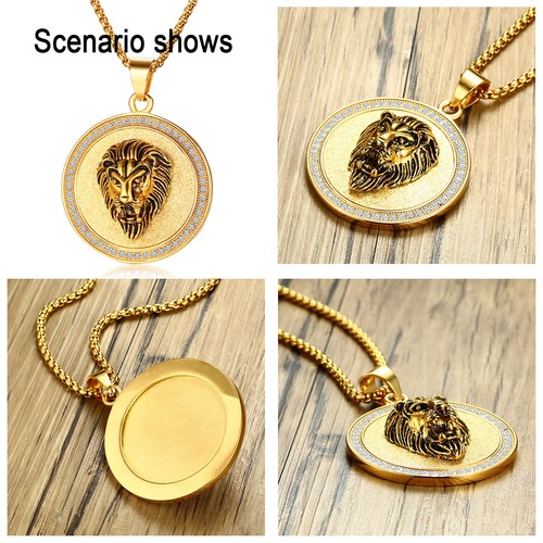 Cool Mens Gold Plated Stainless Steel Lion King Head Pendant Necklace Chain 22" - Picture 58 of 58