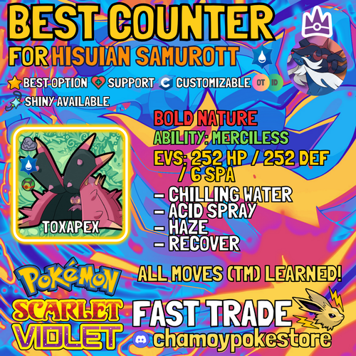 HISUIAN SAMUROTT Tera Raid Counters ⚡ 6IV BUNDLE ⚡ Pokemon SCARLET and VIOLET - Picture 8 of 29