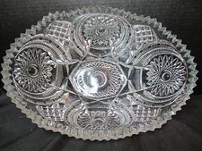 Oval EAP Center Piece Bowl Hobstar 11 3/4" Long 4 1/4" Tall