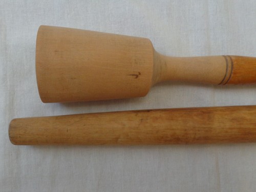 Antique Carved Wooden Pestle Rolling Pin Tapered Rod Mortar Grinder Roller Vtg - Picture 4 of 8