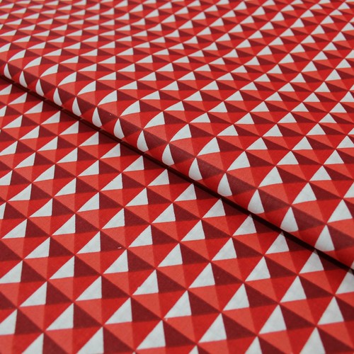 Stoff Meterware 3D Pyramiden Rot Baumwolle Deko Bekleidung Kinder Vorhänge - Bild 4 von 6