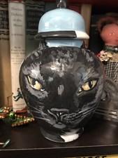 Custom Memorial urns CERAMIC SMALL Pet urn black CAT ashes ash Black Cat Magic