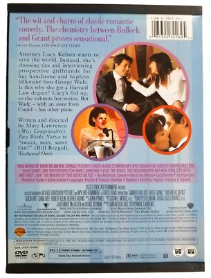 Two Weeks Notice (DVD 2003, Widescreen) Sandra Bullock, Hugh