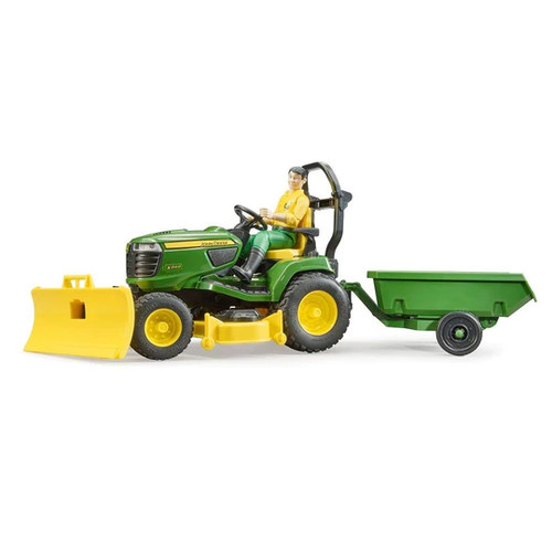 Bruder 09824 John Deere Lawn Tractor with Man and Trailer