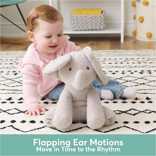 GUND Baby Animated Flappy der Elefant Plüschtier, singendes Stofftier grau NEU - Bild 7 von 9