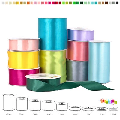 MARKENLOS Satinband Rolle FARBAUSWAHL in 25/38/50/75/100mm Schleifenband Geschenkband