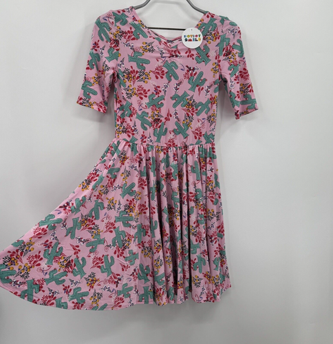Dot Dot Smile Girl's Ballerina Skater Dress 8-10 NWT Short Sleeve PINK CACTUS - Picture 4 of 7