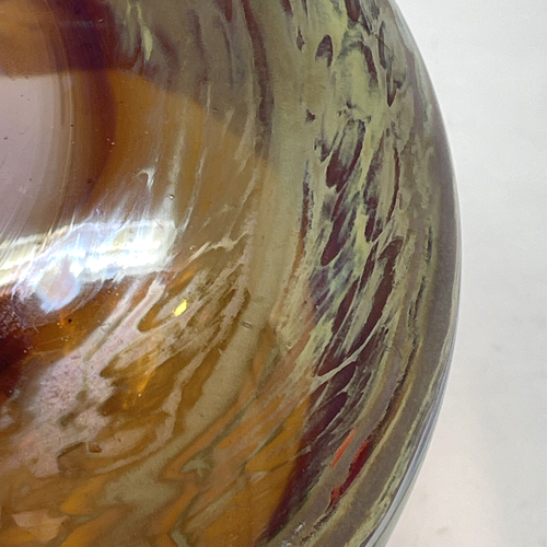Art Glass Oil Lamp Mouth Blown Hand Made Artist Signed Gold Purple Brown Ellipse - Picture 14 of 23