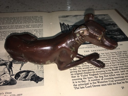 Dulce galgo de metal antiguo ~ ¡Estatuilla Whippet necesita rescate! Pintura chippy DOG~ - Imagen 6 de 19