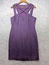 Guess Dress Womens 14 Purple Plum Criss Cross Strappy Mini Sheath Party Cocktail