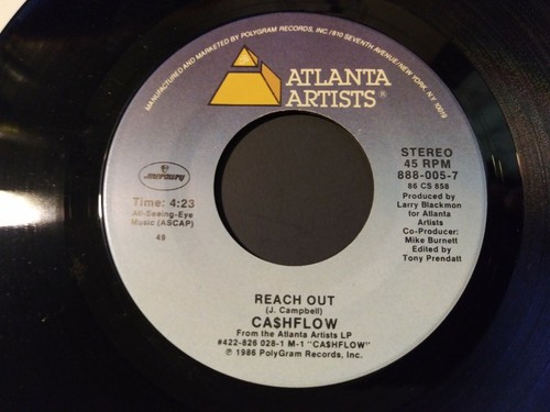 Cashflow - Reach Out VG+ Original Press 45RPM Atlanta Artist Record 1988 Hip Hop - Imagen 3 de 3
