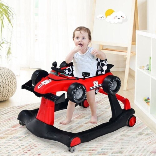 Foldable Baby Walker 4 in1 Infant Walker Adjustable Toddler Activity Center Red - Picture 14 of 18