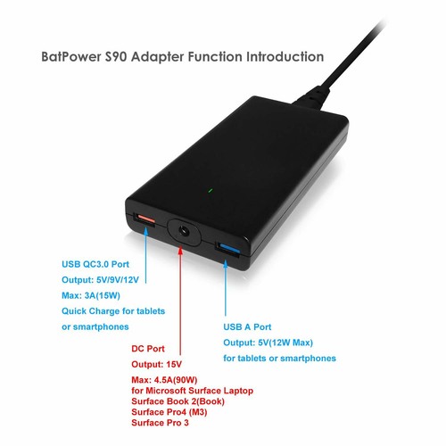 BatPower 98Wh 26800mAh Surface Go tragbares Akku Ladegerät Ladestation - Bild 8 von 8
