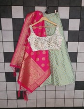 New Ready to Wear Silk Wedding Party Lehenga Real Mirror Work Choli Size 40 FREE