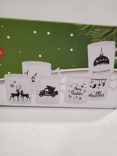 Bruntmor 14 OZ Christmas Coffee Mugs With Star Handle - Set Of 6 - Picture 3 of 5