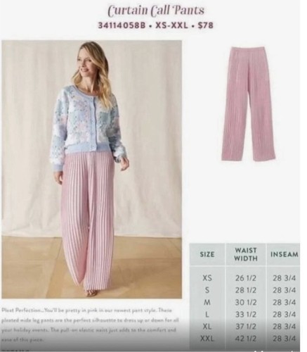 NEW Matilda Jane PINK Heart to Heart Curtain Call Pleated Wide Leg Pants MEDIUM - Picture 3 of 16