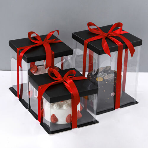 Large Clear PVC Gift Boxes Cake Candy Packaging Transparent Box Wedding Favors - Picture 11 of 98