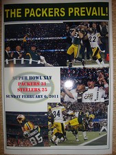 Green Bay Packers 31 Pittsburgh Steelers 25 - 2011 Super Bowl - souvenir print