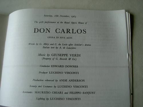 Programme: ROH Covent Garden 1963 VERDI Don Carlos Ghiaurov Edward Downes - Picture 2 of 3