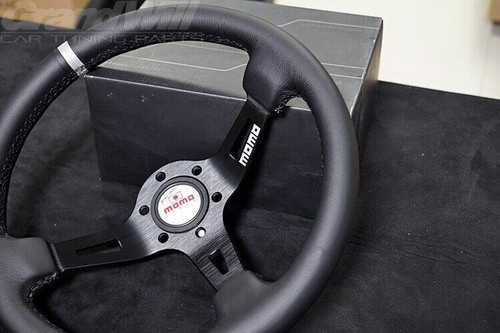 MOMO fullspead 340mm Leather Deep Cone Racing Sport Steering Wheel-White button - Picture 7 of 7