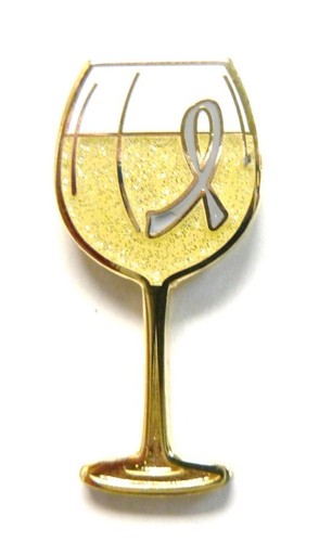 Pin de solapa de cinta de conciencia gris fondo de cata de vino blanco para recaudar cáncer cerebral nuevo - Imagen 4 de 6