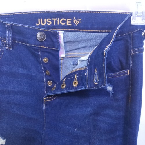 Justice High Rise Jegging Snap Button Fly Stretch Size 16 Distressed EUC - Picture 3 of 9
