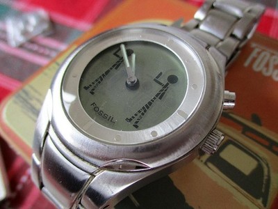 FOSSIL JR-8195 アナログ 人文字のピクトグラム 腕時計 Fossil JR-8195 Human Pictogram Silver Analog Watch Rare with