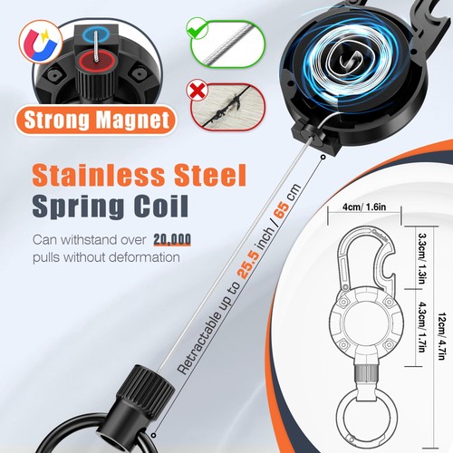 Paquete de 2 llaveros magnéticos retráctiles - Carrete de insignia de alta resistencia con caja incorporada... - Imagen 7 de 8