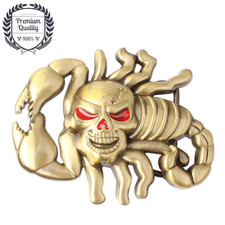 Scorpion King Belt Buckle Gold Red Metal Zinc Alloy Western Casual Fashion Retro