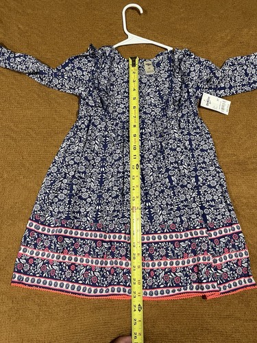 NEW OshKosh Girl’s Size 5T Dress Navy Blue Flower Knee-Length Pink Accents NWT - Picture 7 of 9
