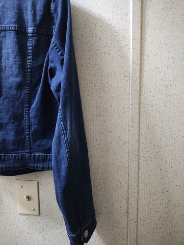 Elle Denim Jacket Women's Large Medium Wash Stretch Buttons Pockets Clean - Picture 10 of 10