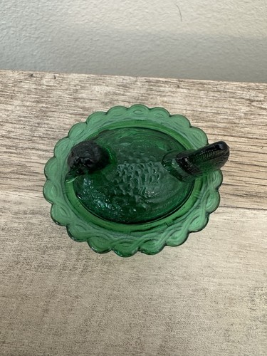 Mosser Miniature Green Glass Hen Lidded Dish Salt Cellar - Picture 2 of 10