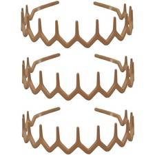 3 PCS Unisex Khaki Zig Zag Headbands Non-Slip Wavy Hair Band with Teeth