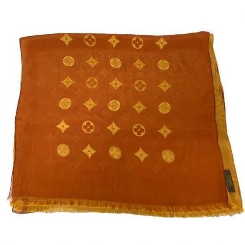 Auténtica bufanda Louis Vuitton seda monograma patrón amarillo naranja 160 x 45 cm - Imagen 2 de 24