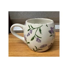 Potter’s Studio Floral Mug Purple Flowers Stoneware Round Cup Dishwasher Safe
